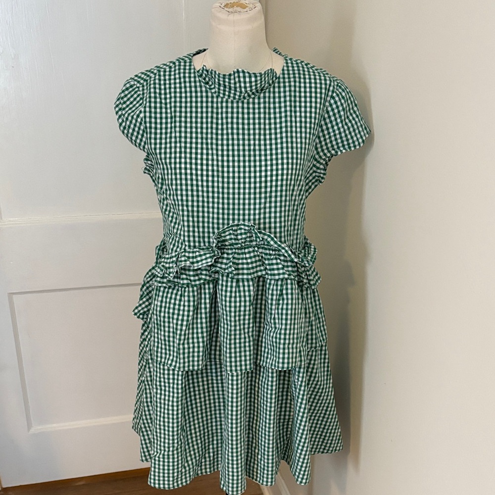 English Factory Green Checkered Dress